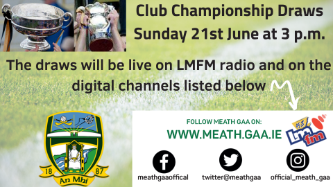 Club Championship Draws Sunday 21st June at 3 p.m.