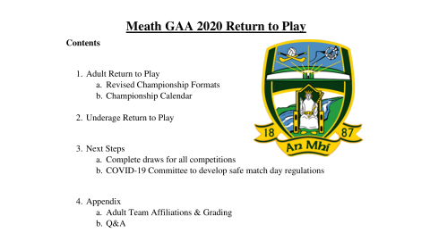 2020 Meath GAA Return to Play (11-06-20)