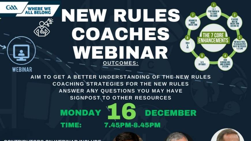 Coaching webinar on new Gaelic football rule enhancements